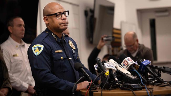 Madison Police Chief Shon Barnes speaks to the media about the school shooting. Picture: Getty Images