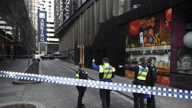 The shooting unfolded on Almeida Crescent in South Yarra. Picture: Andrew Henshaw