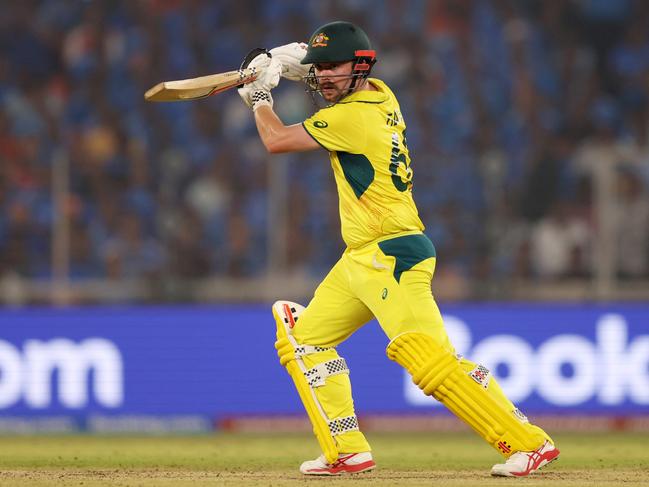 Travis Head on the attack during the World Cup final. Picture: Robert Cianflone/Getty Images