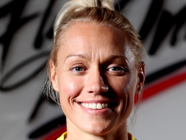 AFLW player Erin Phillips of the Adelaide Crows poses for a portrait at the Crows Headquarters at West Lakes in Adelaide, Thursday, December 12, 2019. Erin Phillips is looking to come back to play this season after a ACL injury in last years AFLW Grand Final. (AAP Image/Kelly Barnes) NO ARCHIVING