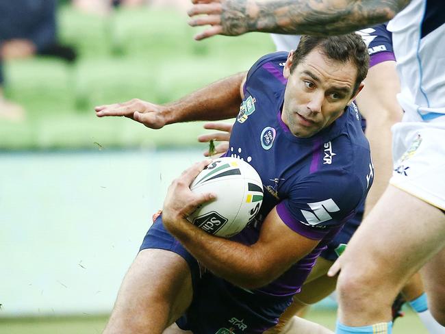 NRL - Melbourne Storm v Gold Coast Titans at AAMI Park , Cameron Smith in action. . 13th March 2016 Picture: Colleen Petch.