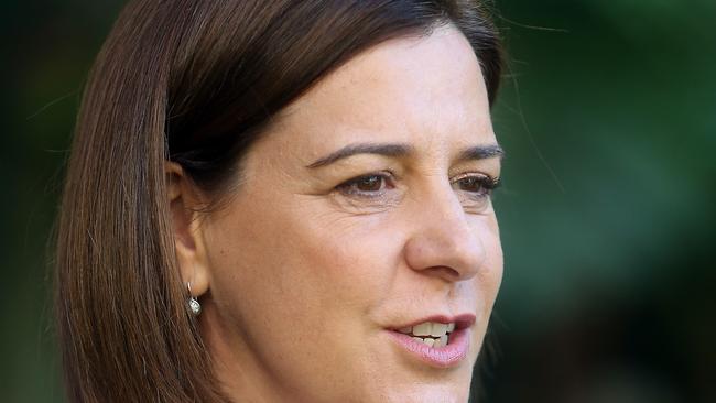 LNP leader Deb Frecklington says Kate Jones has “wedged” herself with her “no more pokies” promise. PICTURE: AAP Image/Richard Gosling