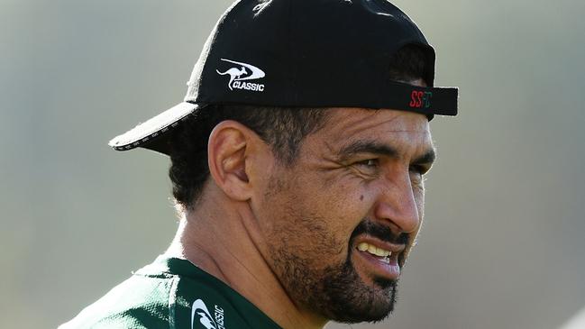 SYDNEY, AUSTRALIA - MAY 30: Cody Walker looks on during a South Sydney Rabbitohs NRL training session at USANA Rabbitohs Centre on May 30, 2023 in Sydney, Australia. (Photo by Matt King/Getty Images)