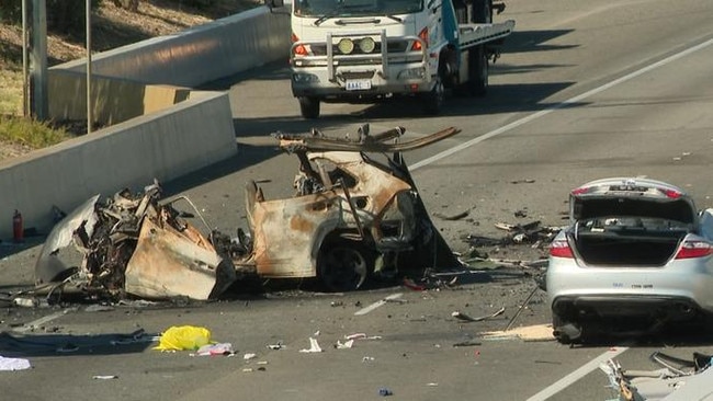 The driver of a Toyota RAV4 involved in a catastrophic crash that killed four people — including a mother and daughter — made a “conscious decision” to travel on the wrong side of a major Perth highway moments before they slammed into a taxi, police believe. Picture: 7News