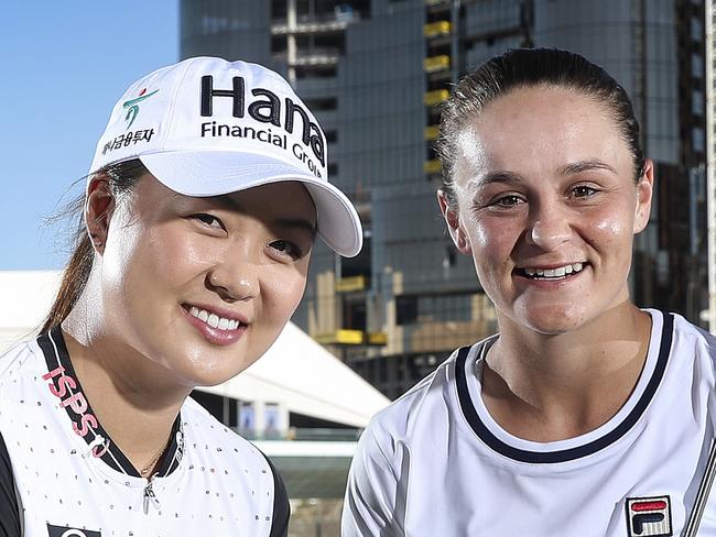 Women's Sport Seaso Compaign launch - Pro Golfer Minjee Lee, Judy Murray (Andy's mum) and World Number 1 Ash Barty. Picture SARAH REED