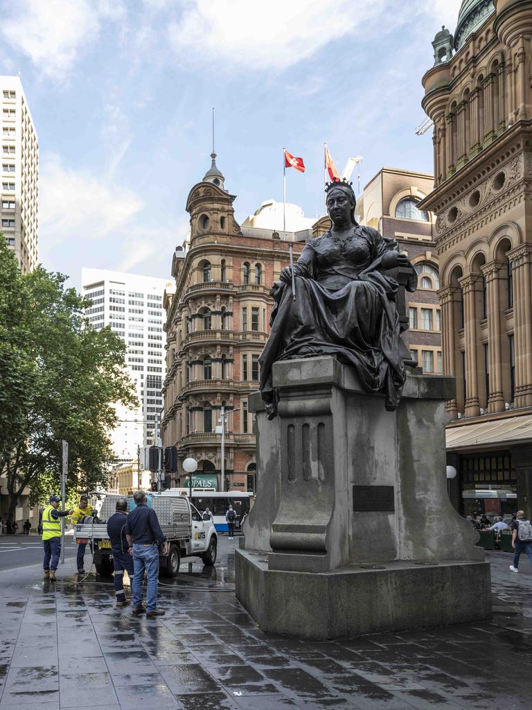 The iconic statue of Queen Victoria sits outside Sydney's Queen Victoria Building in the CBD. Picture: NewsWire / Monique Harmer