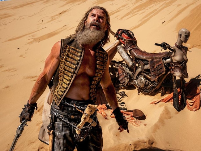 Chris Hemsworth in a scene from Furiosa: A Mad Max Saga, which was filmed in Australia.