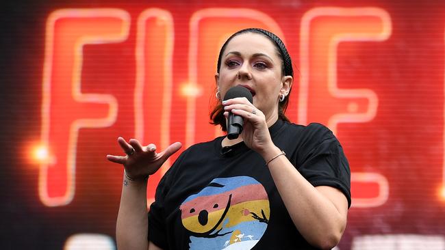 Celeste Barber at the Fire Fight Australia bushfire relief concert at ANZ Stadium in Sydney on February 16. Picture: AAP