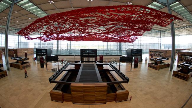 The main check-in hall at the Berlin Brandenburg Airport in Schoenefeld near Berlin. Picture: AFP