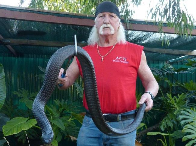 Roger Atkinson has been a snake catcher for 30 years. Picture: Supplied