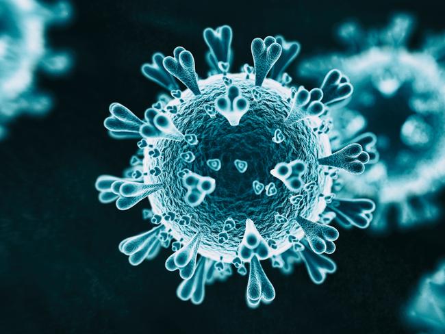 CORONAVIRUS:  Abs 2019-nCoV RNA virus - 3d rendered image on black background. Viral Infection concept. MERS-CoV, SARS-CoV, Ð¢ÐžÐ Ð¡, 2019-nCoV, Wuhan Coronavirus. Hologram SEM view.