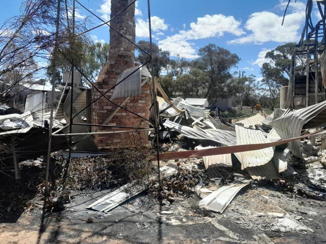 The aftermath of the devastating house fire in Walpeup that left the Coleman family homeless, with no earthly possessions