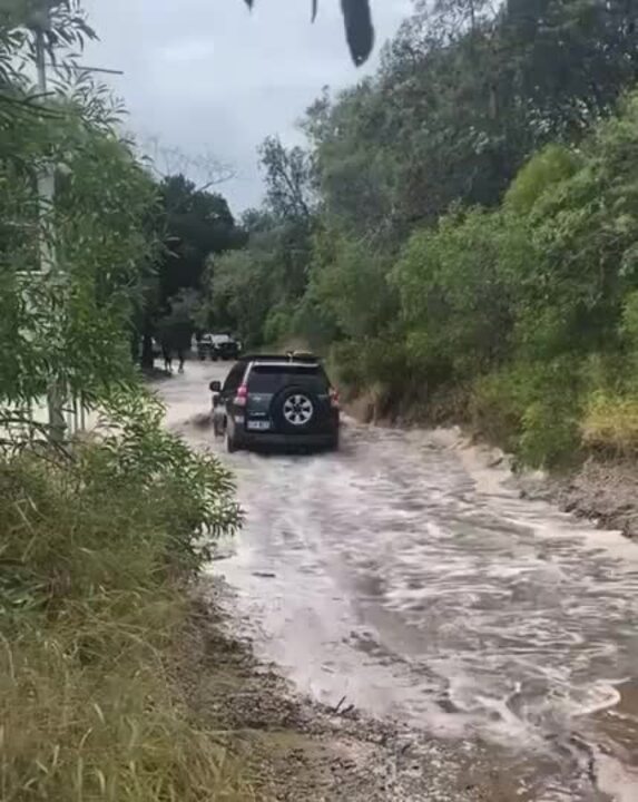 Rising water floods Inskip 4WD tracks