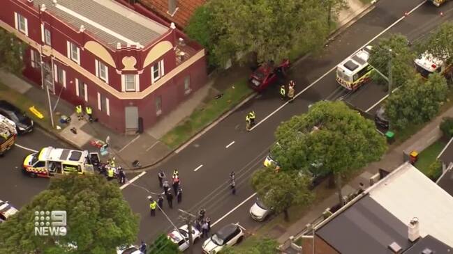 Five teens hospitalised after car crashes following police pursuit (9News)