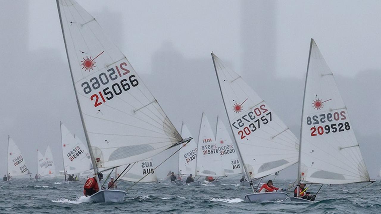 The weather didn’t play ball but it was still quite a spectacular. Pic: Aero Media/Double Bay Sailing Club