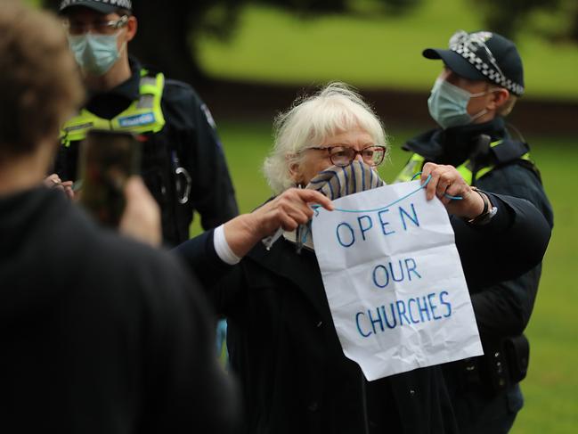 A handful of people were arrested in central Melbourne on Saturday. Picture: Alex Coppel