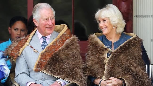 Prince Charles, Prince of Wales and Camilla, Duchess of Cornwall attend a reception during their visit to the Waitangi Treaty Grounds in Waitangi, New Zealand.