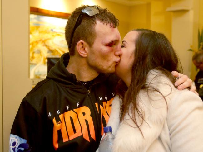 Jeff and Jo Horn at the post fight party. Picture: Steve Pohlner