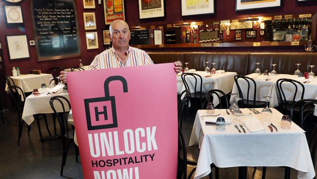 Restaurateur Thierry Cornevin of Bistro Thierry in Hawksburn wants a definite reopening date Picture: David Crosling