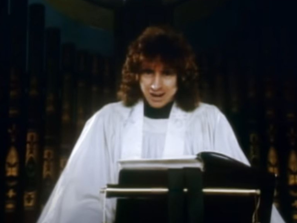 AC/DC's Bon Scott in the pulpit in the Let There Be Rock video shot at the Kirk.