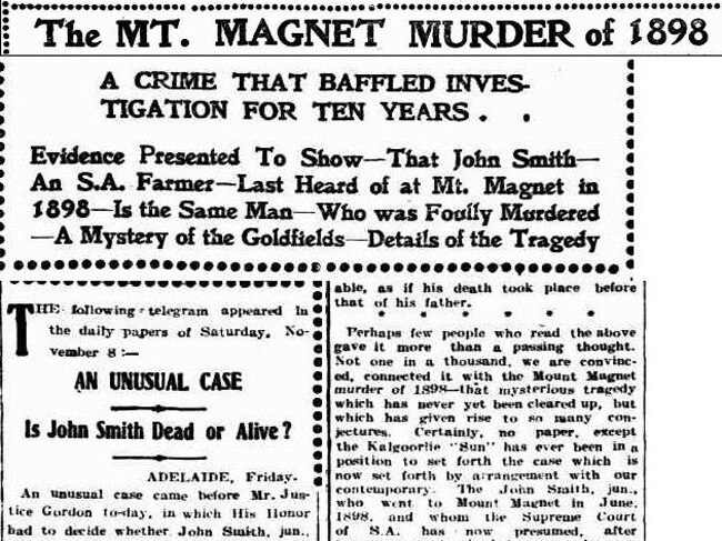 A “mystery of the Goldfields” is revisited in 1908.