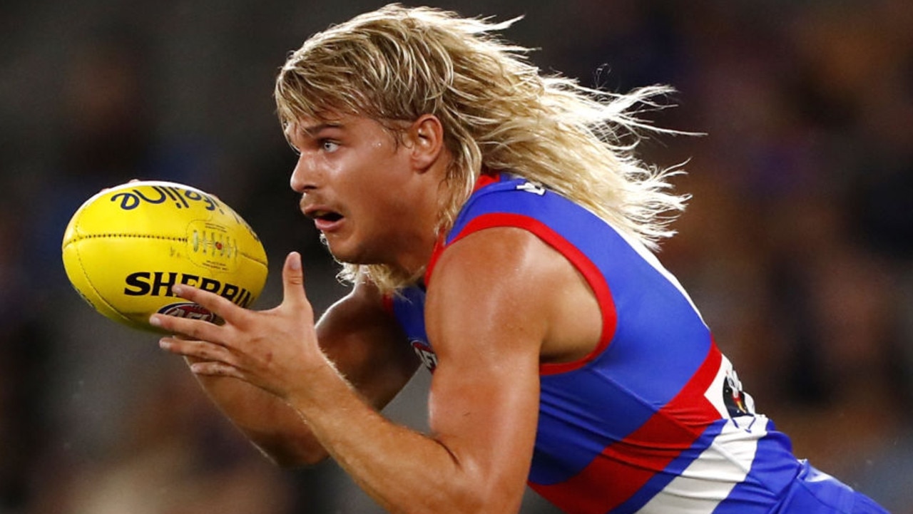 MELBOURNE, AUSTRALIA - MARCH 04: Bailey Smith of the Bulldogs in action during the 2022 AFL Community Series match between the Western Bulldogs and the Brisbane Lions at Marvel Stadium on March 4, 2022 In Melbourne, Australia. (Photo by Dylan Burns/AFL Photos via Getty Images)