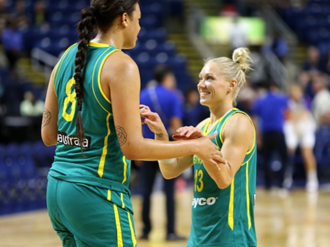 Liz Cambage and Erin Phillips at the Rio Olympics.