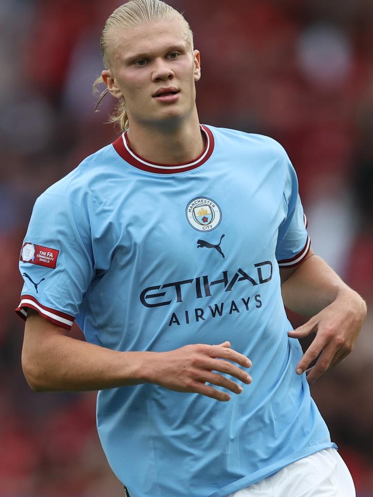 Erling Haaland during the The FA Community Shield. (Photo by Marc Atkins/Getty Images)