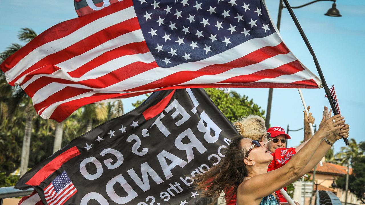 His supporters gathered near Mar-a-Lago in Palm Beach, Florida after the announcement of the indictment. Picture: Giorgio Viera / AFP