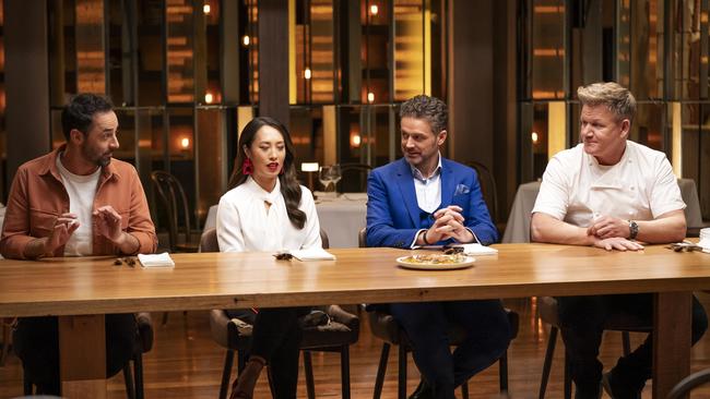 Gordon Ramsay with new judges Andy Allen, Melissa Leong and Jock Zonfrillo. Picture: Channel 10