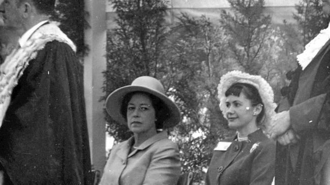 Two of astronauts' wives watch on. Picture: Ed Harbas