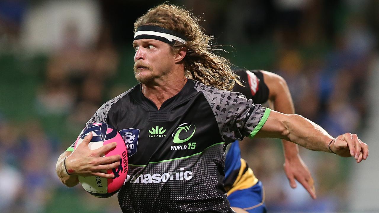 Nick Cummins during a Global Rapid Rugby game between the Force and World XV.