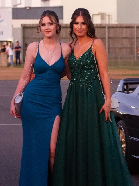 Alivia Gadsby and Olivia Cikos at the 2023 Bundaberg State High School Formal.