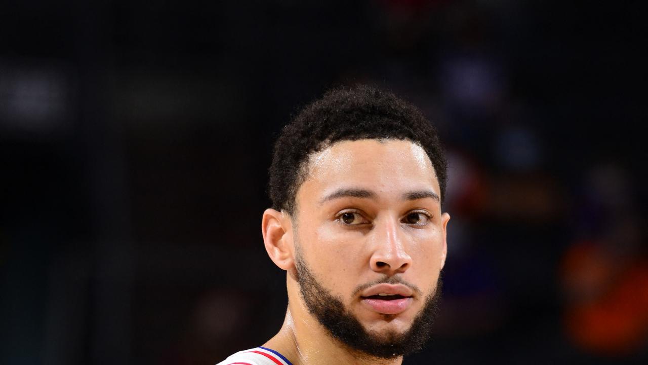PHOENIX, AZ - FEBRUARY 13: Ben Simmons #25 of the Philadelphia 76ers looks on during the game against the Phoenix Suns on February 13, 2021 at Talking Stick Resort Arena in Phoenix, Arizona. NOTE TO USER: User expressly acknowledges and agrees that, by downloading and or using this photograph, user is consenting to the terms and conditions of the Getty Images License Agreement. Mandatory Copyright Notice: Copyright 2021 NBAE Barry Gossage/NBAE via Getty Images/AFP (Photo by Barry Gossage / NBAE / Getty Images / Getty Images via AFP)