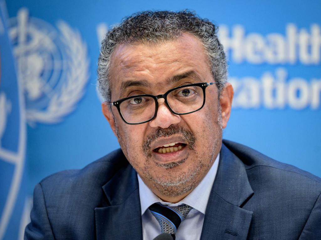 World Health Organisation Director-General Tedros Adhanom Ghebreyesus. There are more than 600 Omicron variants including fast spreading Arcturus. Picture: AFP