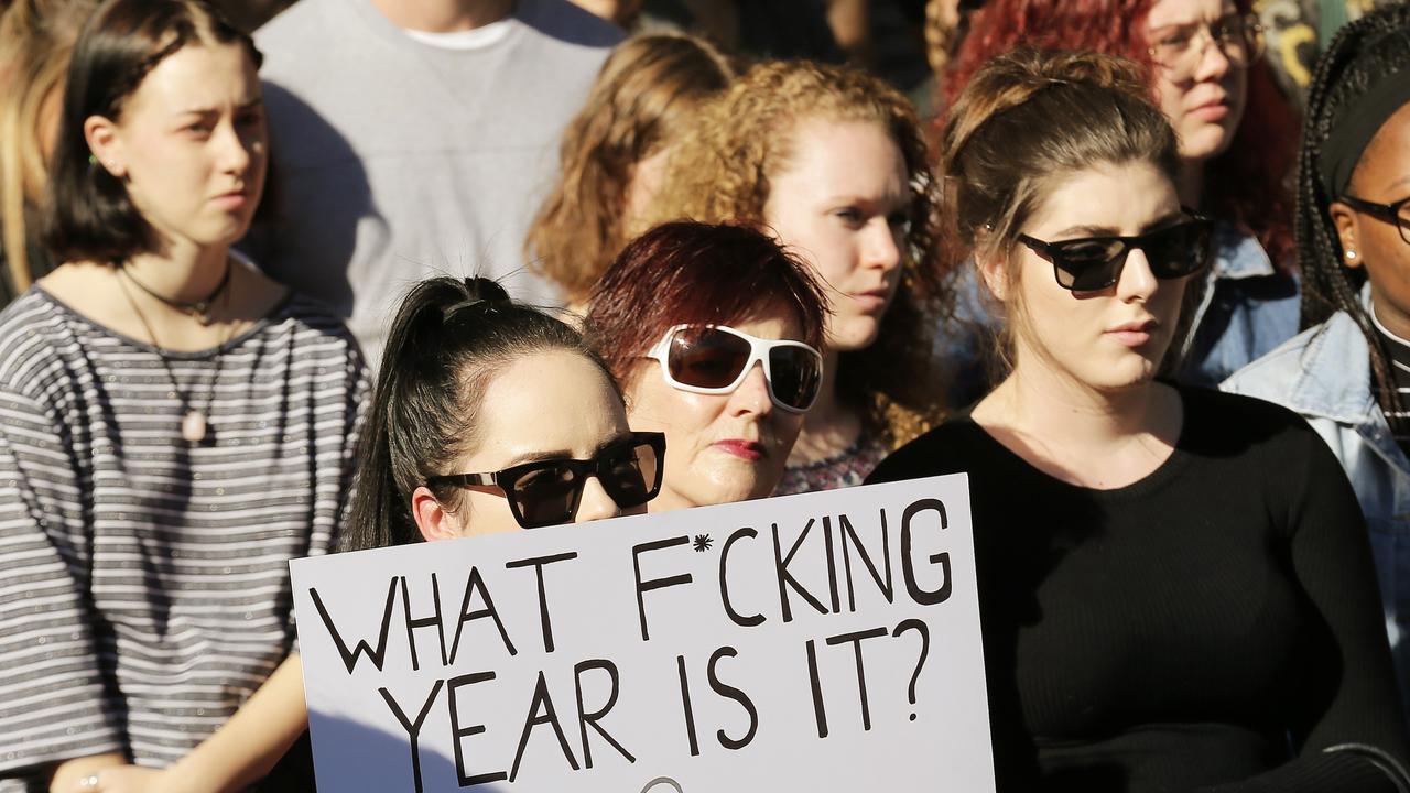 The protest on the Parliament lawns about women's health and access to abortion services. Picture: MATHEW FARRELL