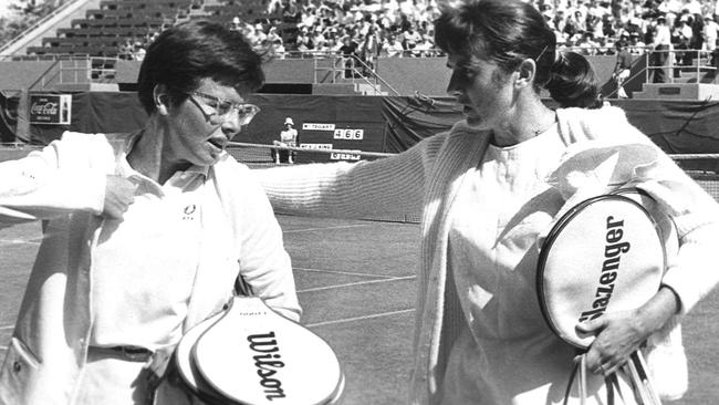 Judy Tegart reaches out to Billie-Jean King after defeating her in the singles final at Memorial Drive in 1967.