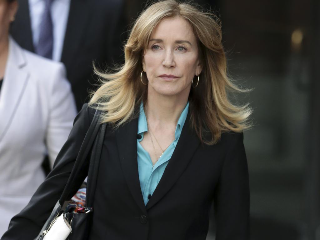 Actress Felicity Huffman departs federal court. Picture: Charles Krupa/AP 