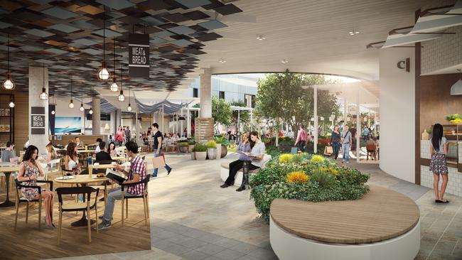 Westfield Whitford City artist impression of the outdoor dining and entertainment precinct.