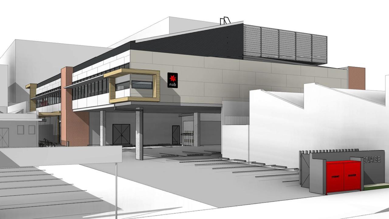 PROPOSED: Architectural designs and layouts for the proposed new National Australia Bank branch on Ruthven Street in Toowoomba City.