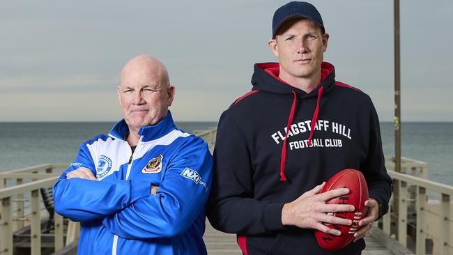 Andrew Jarman and former Crow and Flagstaff Hill player Sam Jacobs. Picture: Matt Loxton