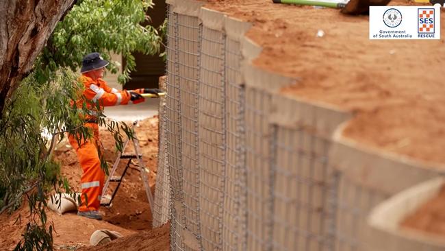 More than 200 meters of the DefenCELL flood barrier technology was erected in Mannum. Picture: SA Government