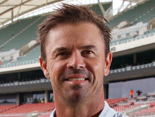 13/3/2020 Former Aussie cricketer Greg Blewett will be on the boundary for Triple M at AFL matches this year, while Rhett Biglands will be in the commentary box. They are pictured at Adelaide Oval. Picture MATT TURNER