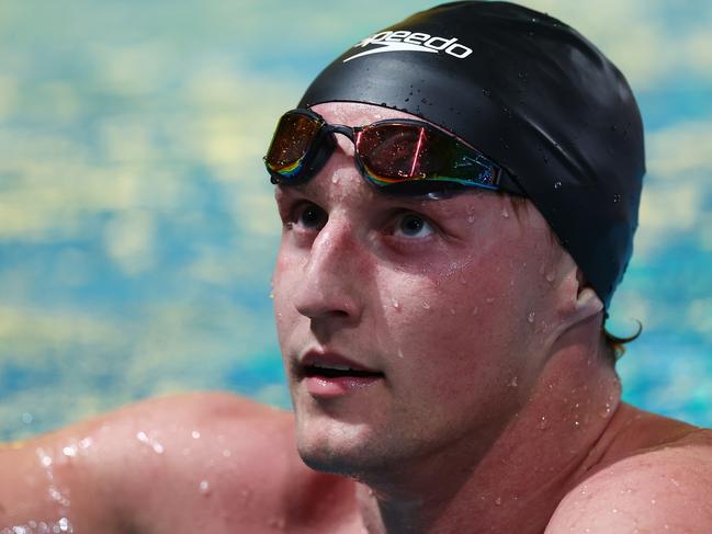 Elijah Winnington after winning the 800m Freestyle Final. Picture: Quinn Rooney/Getty Images