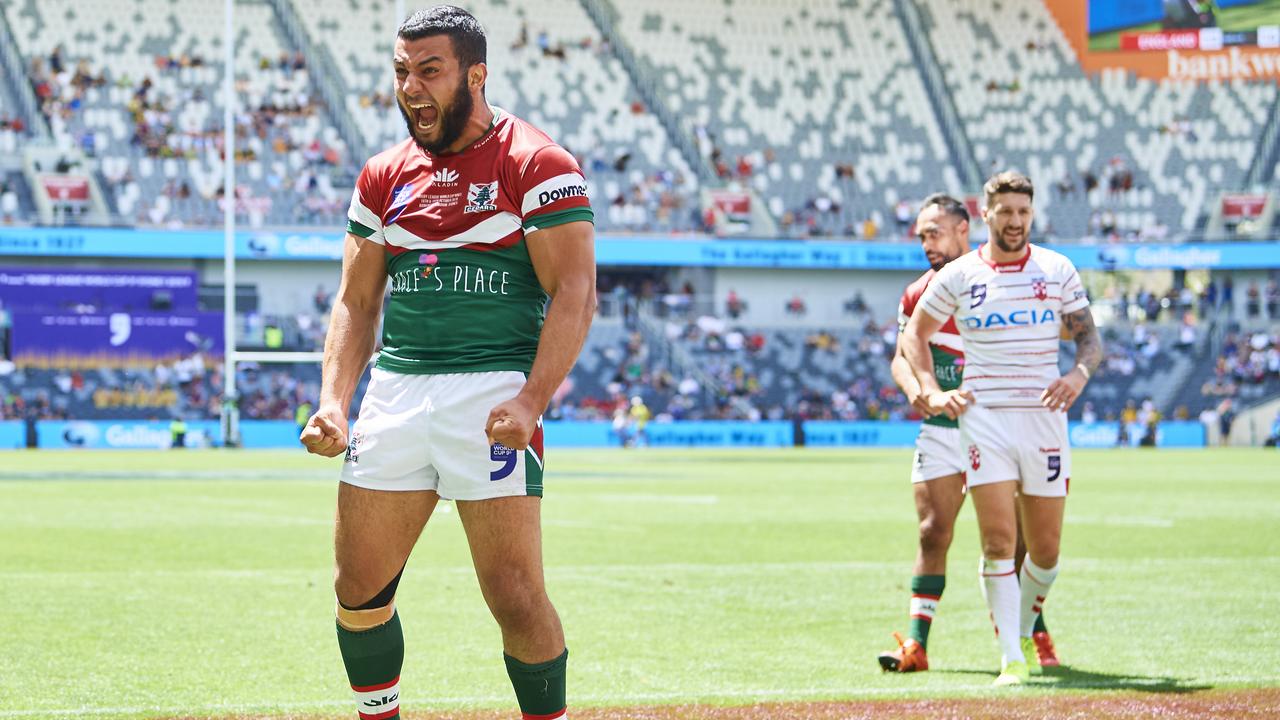 Bilal Maarbani of Lebanon celebrates the historic victory.