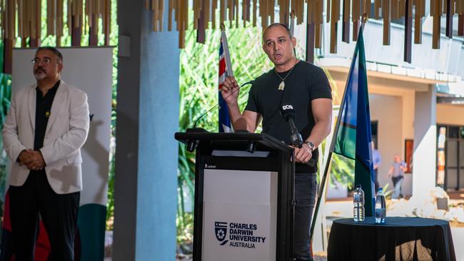 Charles Darwin University has officially thrown its support behind the Indigenous voice to parliament, with Thomas Mayo in attendance.