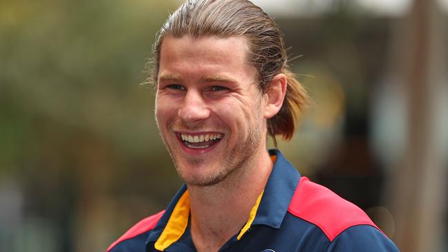 Crows recruit Bryce Gibbs was all smiles after returning to Adelaide. Picture: Getty Images