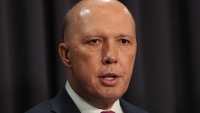 Minister for Home Affairs Peter Dutton announcing the Next AFP Commissioner will be Reece Kershaw, who is Currently Commissioner of Police for Northern Territory at a press conference, at Parliament House in Canberra. Picture Kym Smith