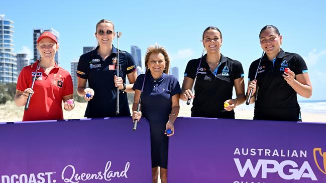 Tara Harrington, Taylor Smith, Donna Gates, Georgia Gray and Ivana Lolesio at the 2025 Australia WPGA Championship Beach Bunker Challenge, Gold Coast, Queensland, Australia, Monday, 24th February, 2025.