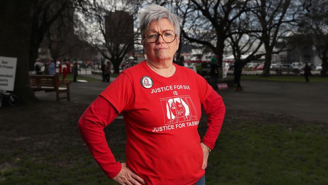 Rosie Crumpton-Crook. Supporters of Sue Neill-Fraser rally on parliament lawns marking 13 years since her arrest. Picture: Nikki Davis-Jones